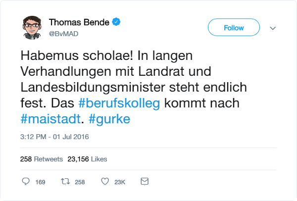 Stadt Maistadt - Tweet Bürgermeister